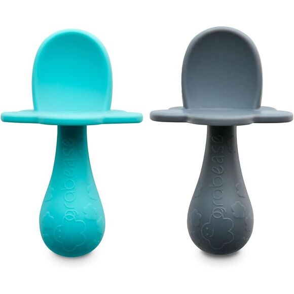 Grabease Baby Silicone Spoon Set of 2 (Teal, Gray) - Picture 1 of 3